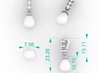 Exclusive Teardrop Pearl Diamond Pendant Blueprint 3D print model