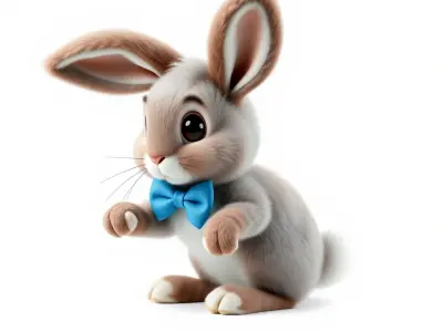 Animated Bunny with Bow Tie Model Pack Low-poly 3D model