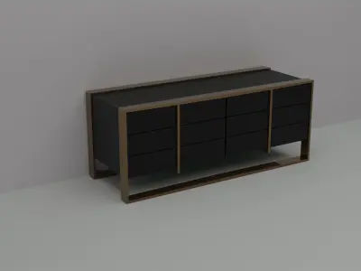 Bronzegold Black Luxorius Dresser Cabinet Wide Low-poly 3D model