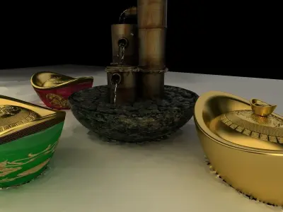 Chinese gold ingot 3D model