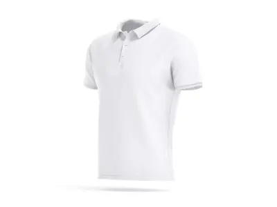 White Mens Polo Shirt - sport male tshirt with collar 3D model