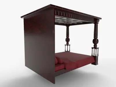 Renaissance style bed 2 Low-poly 3D model