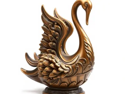 Elegant Swan Sculpture D Model Pack Low-poly 3D model