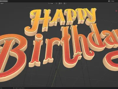 Happy Birthday Text 3D model