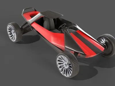 Scifi futuristic racer buggy Low-poly 3D model