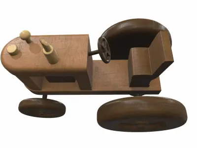 Wooden tractor toy 7 Free 3D model