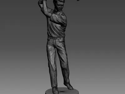 3D Models Golfer bronze statue 3D model
