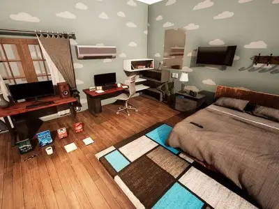 Bedroom  Prop Package Low-poly 3D model
