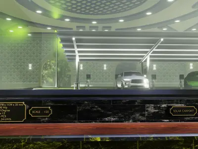 Solar Carport Type-1 3x12 Panels Diorama 3D model