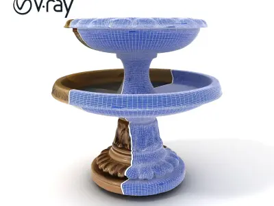 Elegant Garden Fountain Model Pack Low-poly 3D model