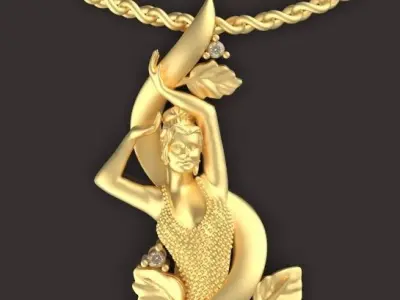 Angel pendante Sculpture jewelry gold 3D print model