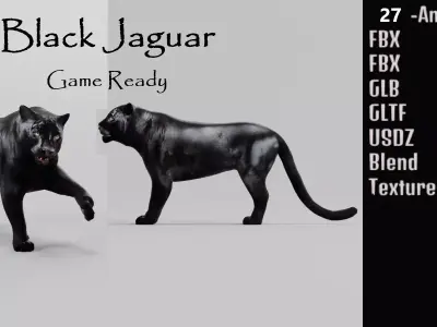 Black Jaguar Low-poly 3D model