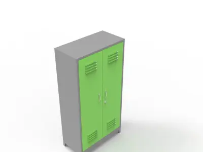 METAL CABINET-DOUBLE LONG-GRAY AND GREEN Low-poly 3D model