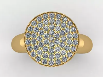 Round Diamond Cluster Ring 3D print model