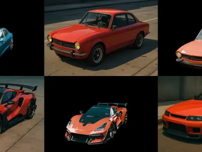 Sport Car bundle 16 pack 100 glb 3D model