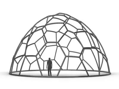 Voronoi Dome Wireframe Structure Stand Alone Pavilion 3D model
