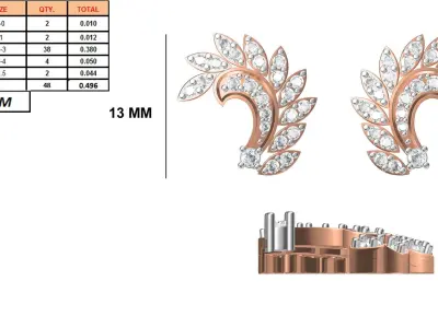 Women Diamond Earrings STL FBX JCD Details 3D print model