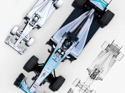 Mercedes W07 Hybrid Low-poly 3D model