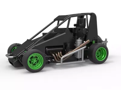 Pavement Midget car Scale 1 to 25 3D print model