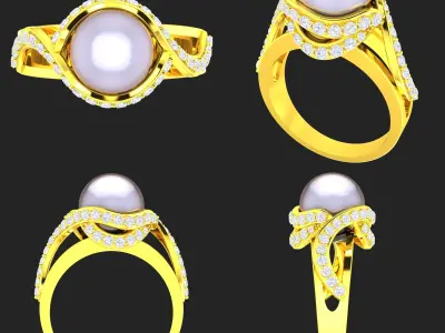 Collection of 20 ladies pearl rings - 1 3D print model