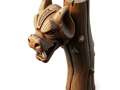 Stylized Wooden Dragon Tree Stump Low-poly 3D model