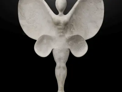 Butterfly Sculpture Italian Statuario marble 3D model
