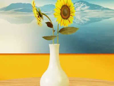 Sunflower Low-poly 3D model