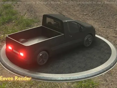 City Car 13 Utility Vehicles Pickup 1500 Type-D Black  Low-poly 3D model