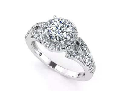 aj-016 halo diamond engagement ring 3D print model