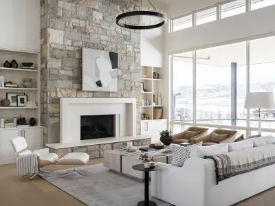 Modern Art Deco Fireplace stone  3D model