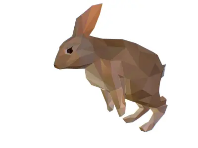Animated White Rabbit Lowpoly Art Style Low-poly 3D model