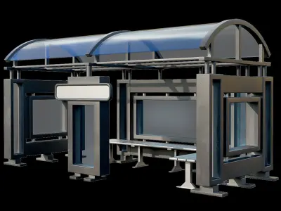 Game Ready Bus Stop 4 Low-poly 3D model