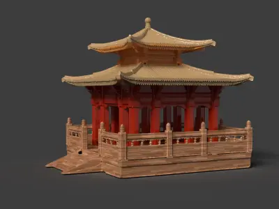 Chinese ancient pavilion figure  3D model