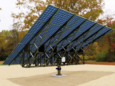 Solar Tracking Pole-3x6 Panel Layout-Single Table Low-poly 3D model