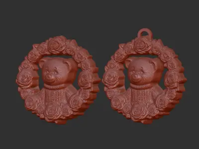 valentinesday teddy flower decor  3D print model