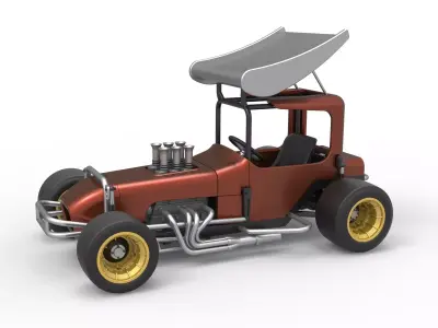 Vintage Winged Supermodified stock car Scale 1 to 25 3D print model