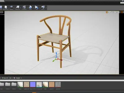 Hans Wegner Wishbone Chair UE4 Low-poly 3D model