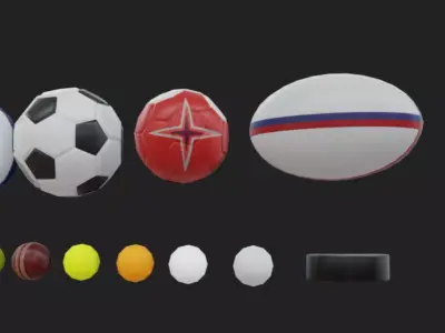 Sports Objects Low-poly 3D model