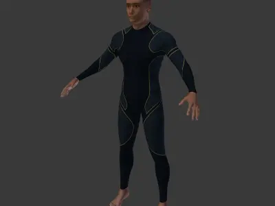  Surfer -- 3 Skin Textures Low-poly 3D model