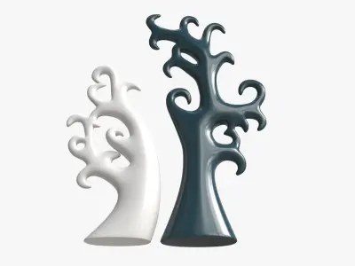 Abstract Tree Ceramic Figurine Set 06 v1 3D model