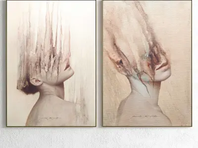 Plaster Two Photo Frame 102 Low-poly 3D model