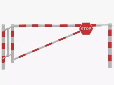 Barriers 8 gate with stripes 3D model