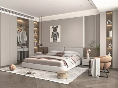 Modern Bedroom Scene 41 3D model