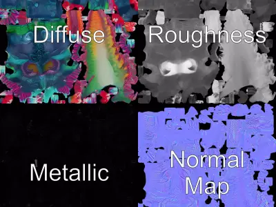 Colorful Reptilian Creature Model Pack Low-poly 3D model