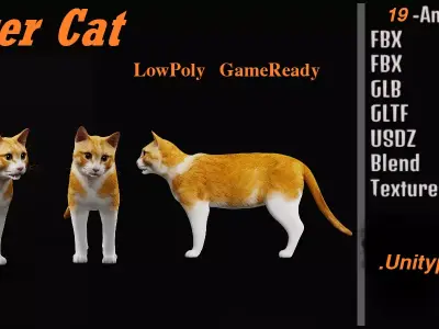 Ginger Cat  Low-poly 3D model