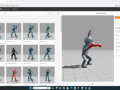 Boxing Rabbit Animal Animated Low-poly 3D model