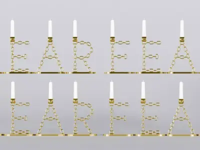 Alphabet Chain FEAR Gold Candleholder 3D Model True 4K PBR Rnder Low-poly 3D model