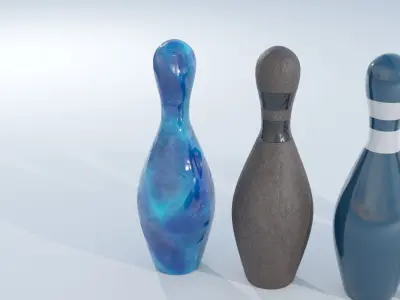 Bowling and tennis balls and accessories Low-poly 3D model