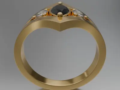 Noctis Aureum ring with diamonds and black onyx 3D model jewelry 3D model