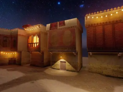 Old Arab buildings alley old city 3D model